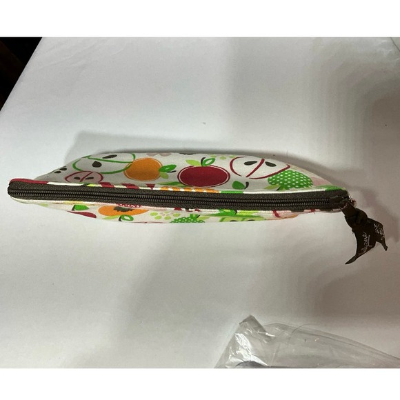 Thirty-One Utility Zipper Bag Fruit and Flower Pattern Brown Striped Interior - Picture 7 of 9